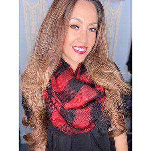 Darla Red & Black Buffalo Check Infinity Scarf